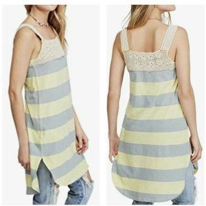 Free People Luca Crochet Stripe Tank Top Tunic Dress Merida Combo S New